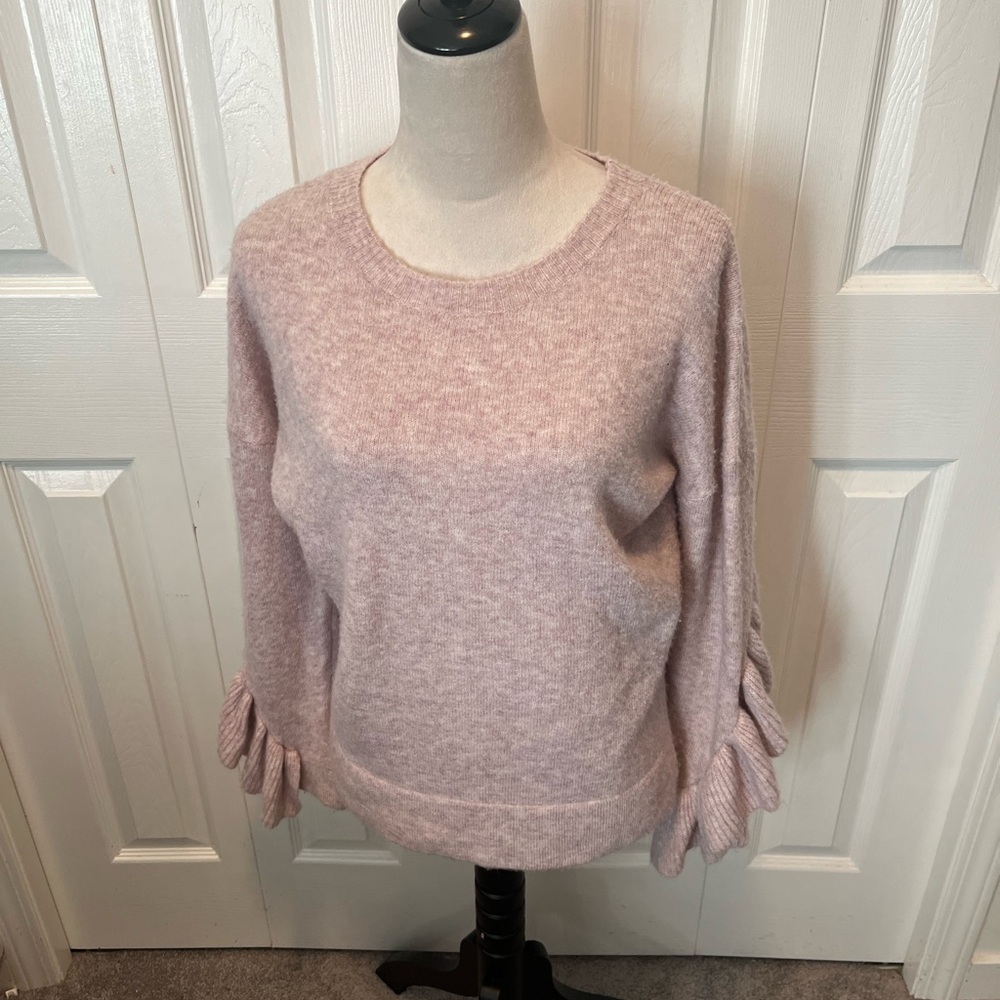 French Connection size XS Wool Blend Pink Women's Sweater with Ruffles Details
